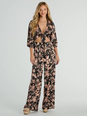 Flawless Floral High Rise Wide-Leg Satin Pants