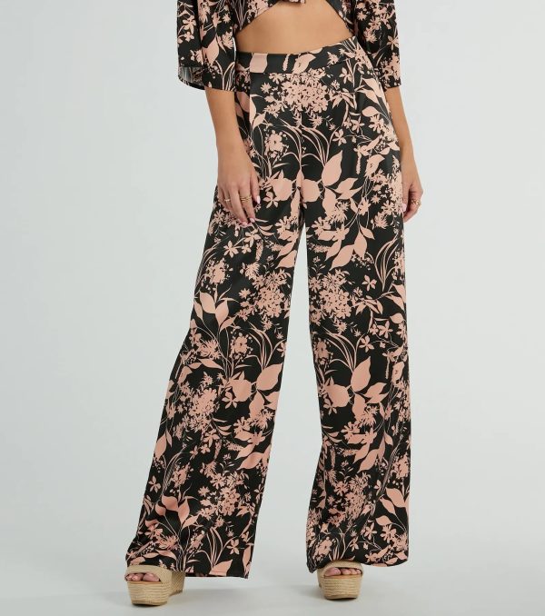 Flawless Floral High Rise Wide-Leg Satin Pants - Image 2