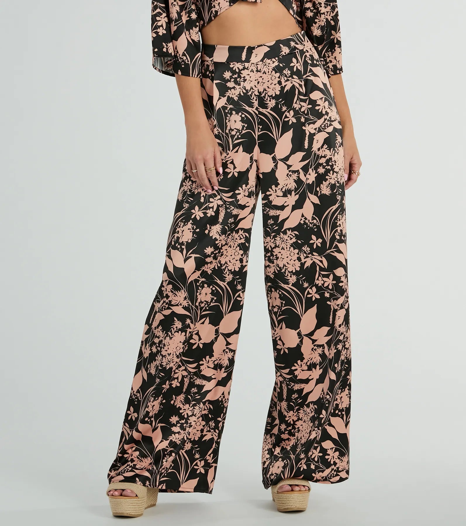 Flawless Floral High Rise Wide-Leg Satin Pants - Image 2