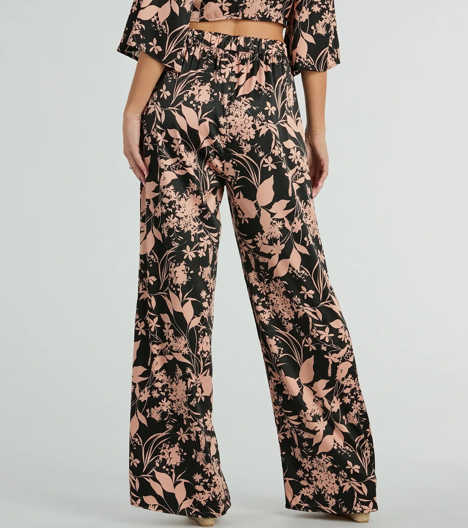 Flawless Floral High Rise Wide-Leg Satin Pants - Image 3