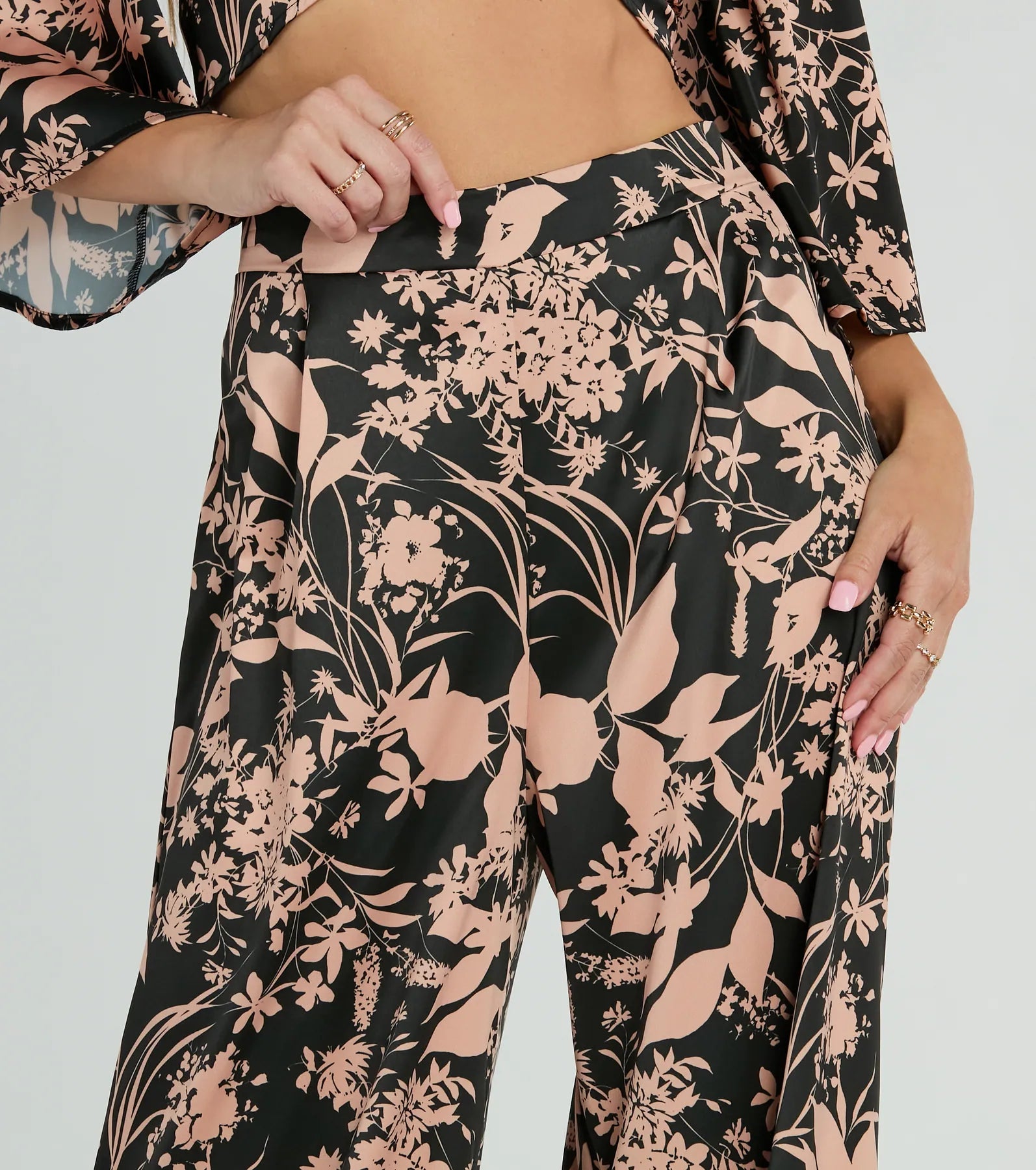 Flawless Floral High Rise Wide-Leg Satin Pants - Image 4