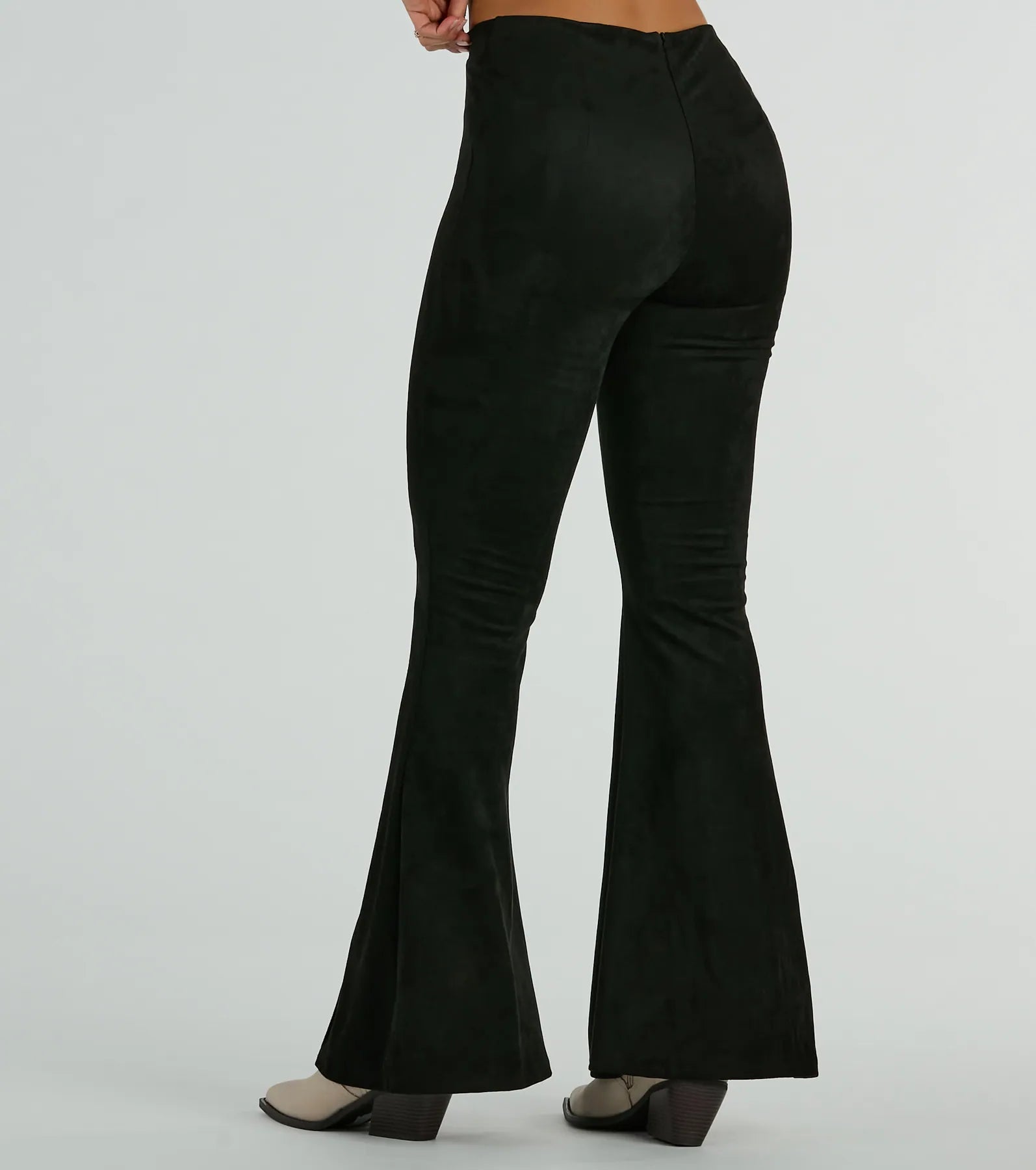 Season Of Compliments Faux Suede Flare Pants - Image 3