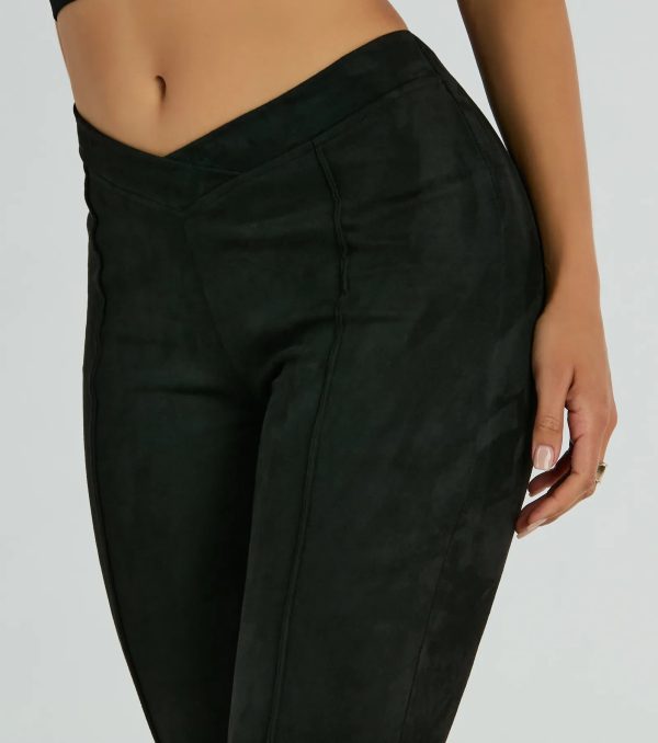 Season Of Compliments Faux Suede Flare Pants - Image 4