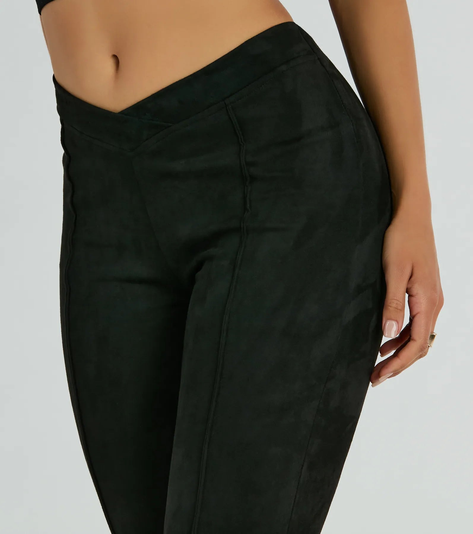 Season Of Compliments Faux Suede Flare Pants - Image 4
