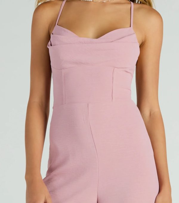 Effortless Allure Lace-Up Woven Wide-Leg Jumpsuit - Image 3