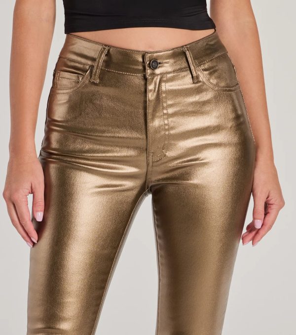Fab Moves Metallic Faux Leather Skinny Pants - Image 3