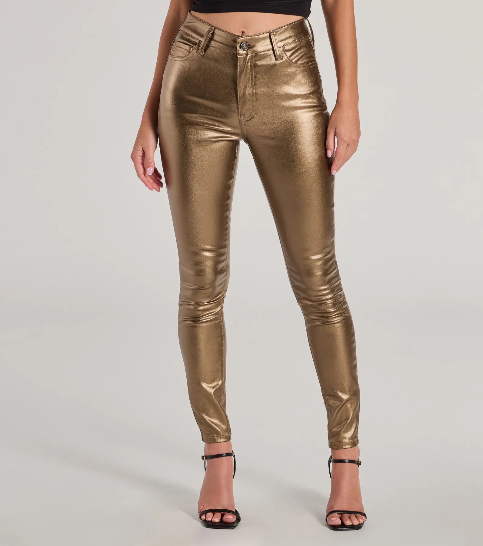 Fab Moves Metallic Faux Leather Skinny Pants - Image 4