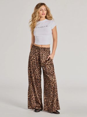 Lavish Leopard Print Palazzo Wide-Leg Pants