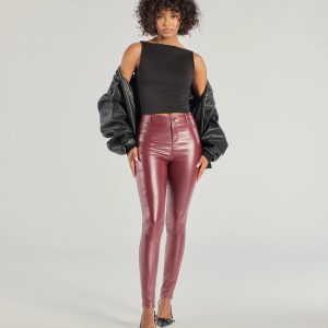 Glossy Glam Coated Faux Leather Skinny Pants