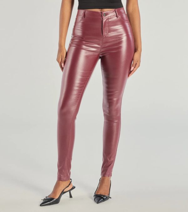 Glossy Glam Coated Faux Leather Skinny Pants - Image 4