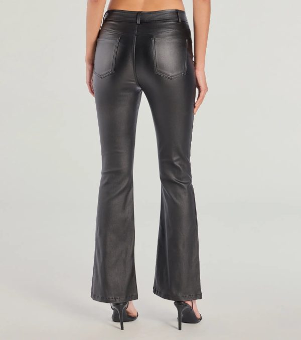 Ready For Sleek Lace-Up Flare Faux Leather Pants - Image 2