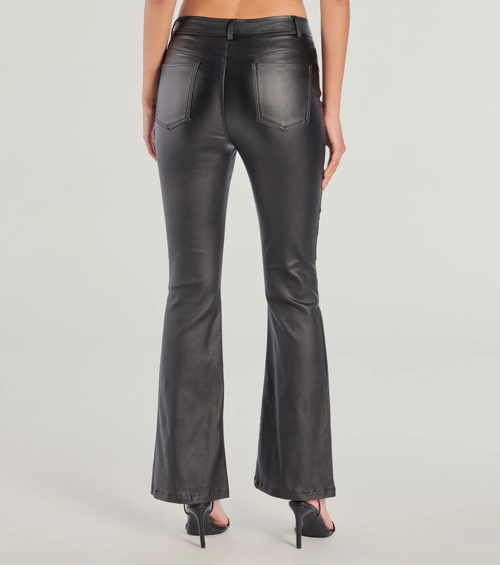 Ready For Sleek Lace-Up Flare Faux Leather Pants - Image 2
