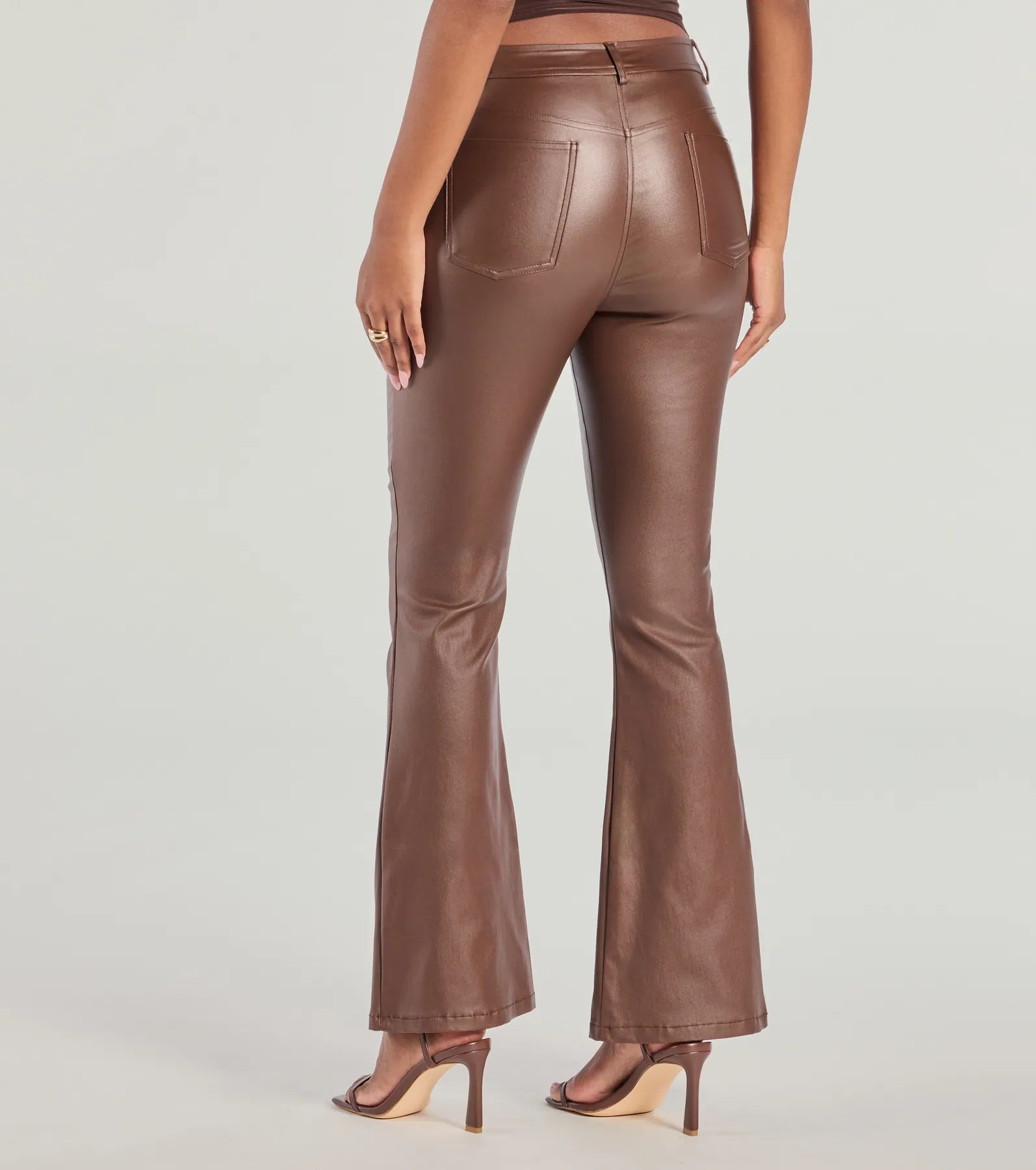 Ready For Sleek Lace-Up Flare Faux Leather Pants - Image 6