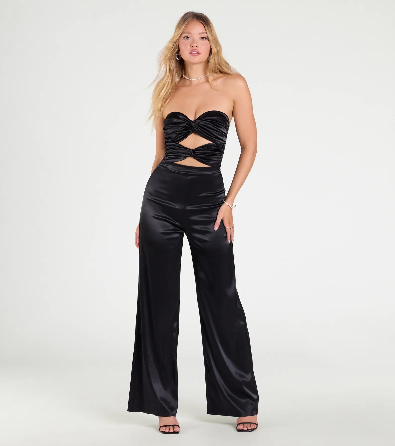 Late Nights Cutout Satin Wide-Leg Jumpsuit - Image 5