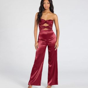 Late Nights Cutout Satin Wide-Leg Jumpsuit
