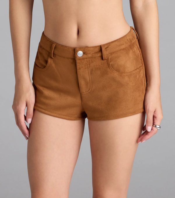 Wild Times Mid-Rise Faux Suede Hot Shorts - Image 3