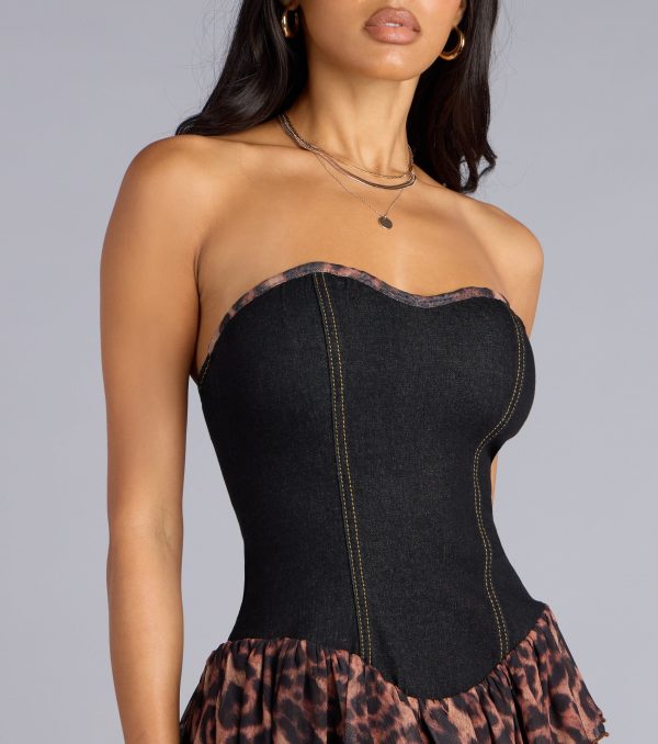 Wild Streak Denim Corset Romper - Image 4