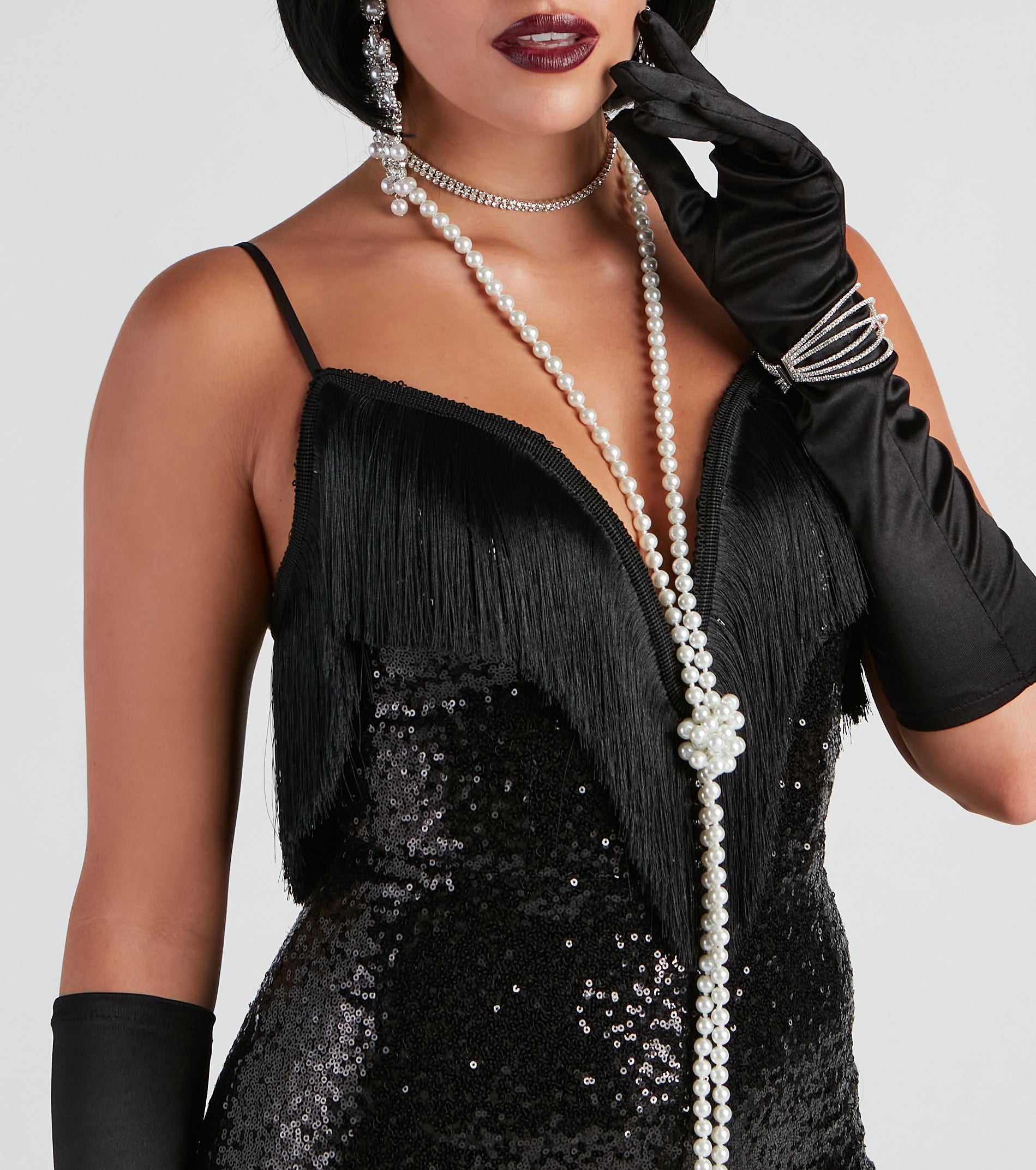 Fringe Dance Sequin Plunge Romper - Image 4