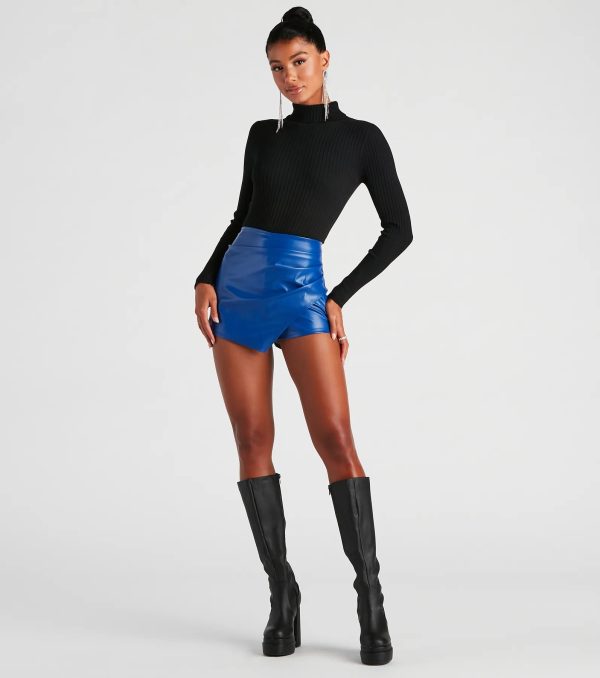 Cool-Girl Vibes Faux Leather Wrap Skort - Image 11