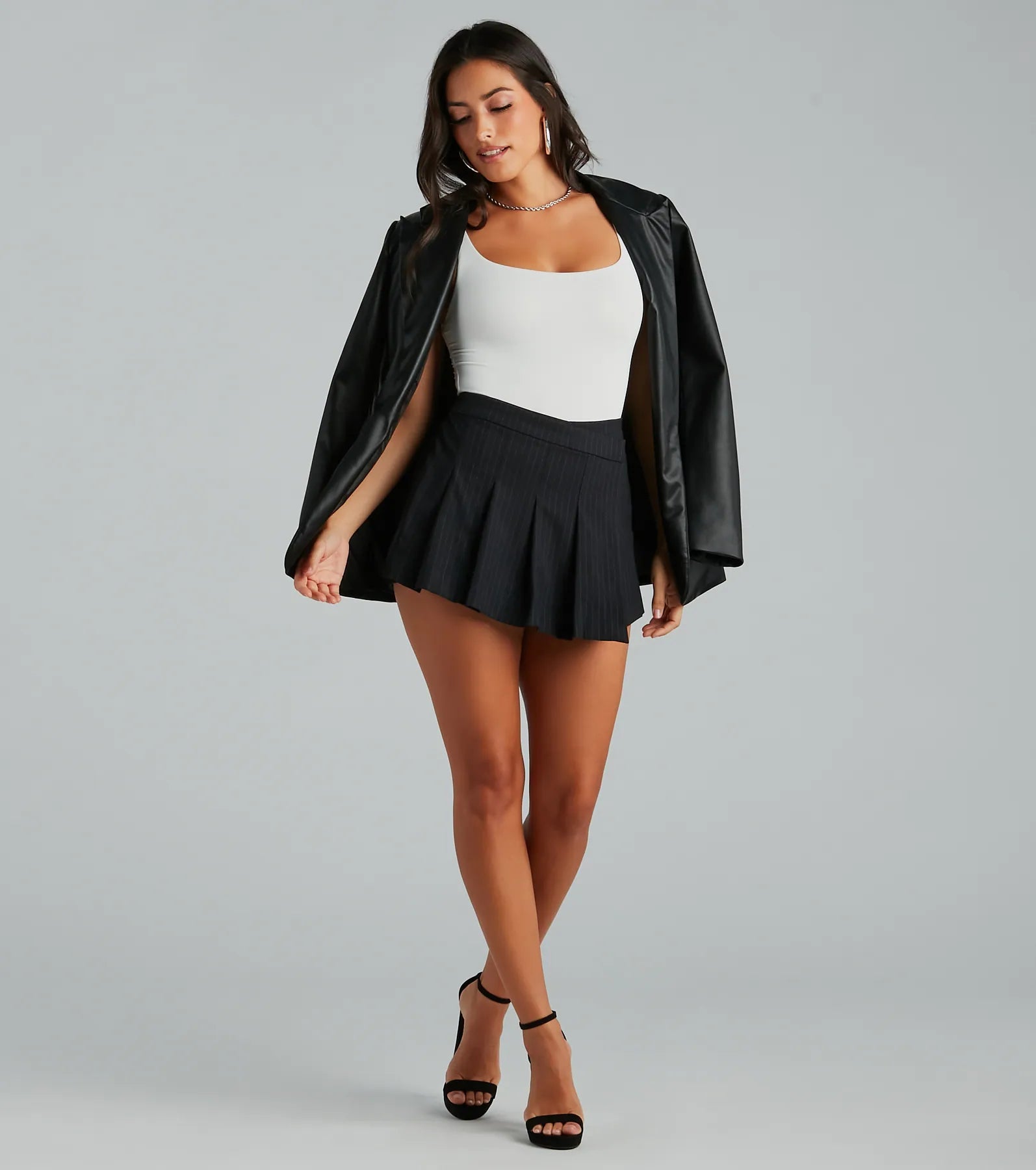 Preppy Princess Pinstripe Pleated Skort - Image 2