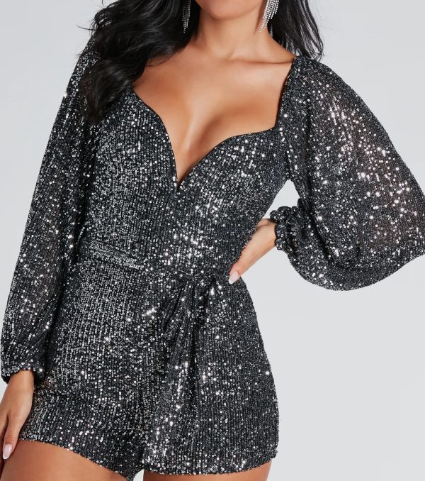 Meet Me At Midnight Sequin Romper - Image 4