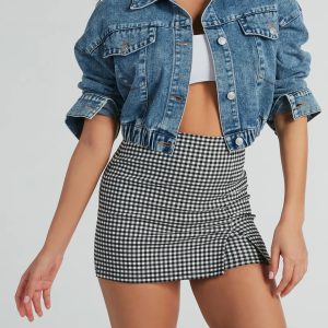 Girl Next Door Gingham Print Mini Skort