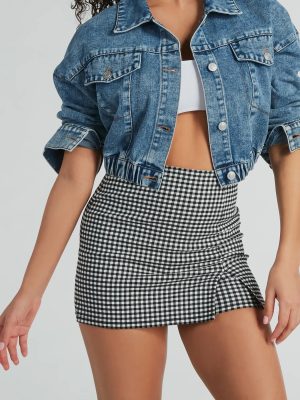 Girl Next Door Gingham Print Mini Skort