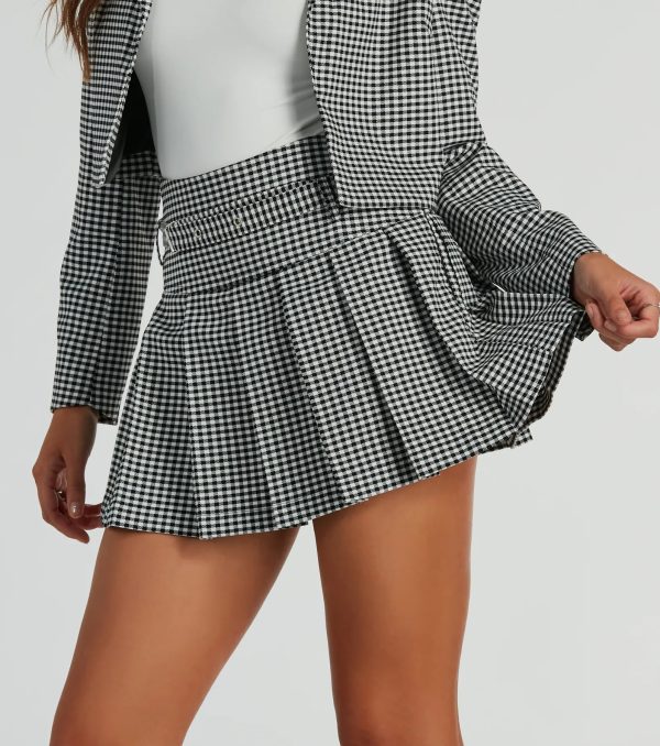 Preppy Perfection Gingham Twill Skater Skort - Image 2