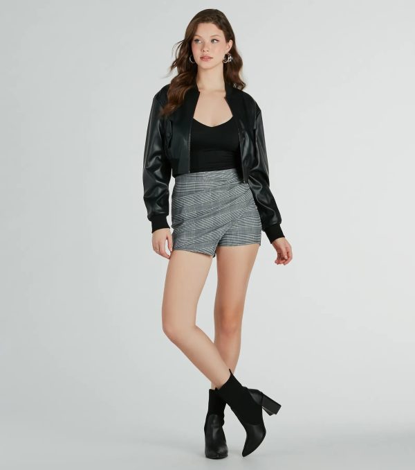 Chic Aesthetic Plaid Wrap Skort - Image 3