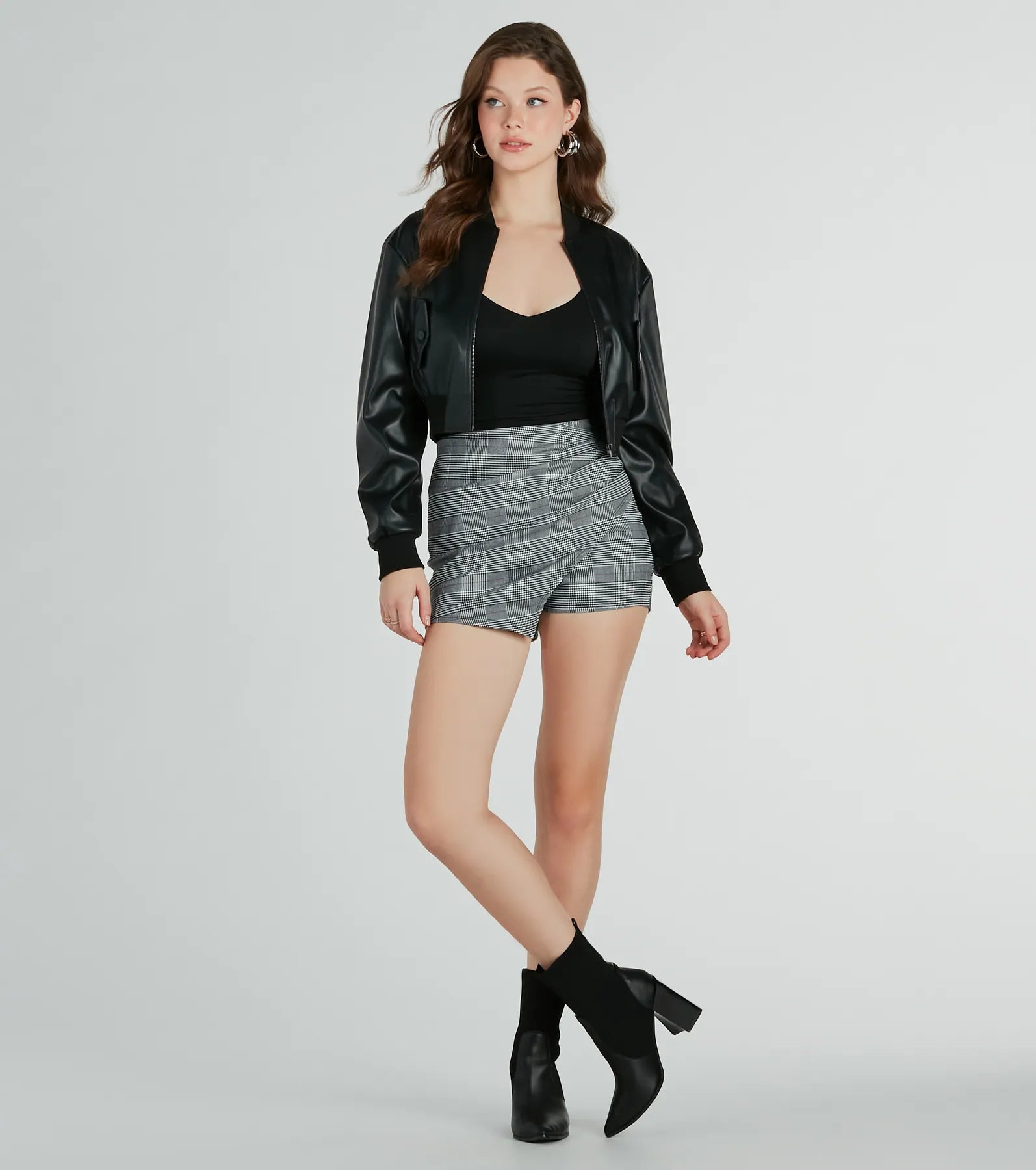 Chic Aesthetic Plaid Wrap Skort - Image 3