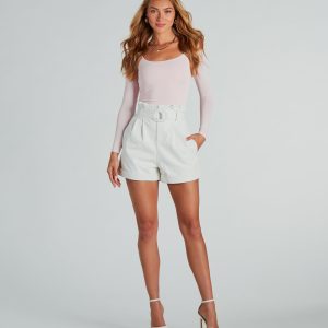 Keep It Short Faux Leather Paperbag Shorts