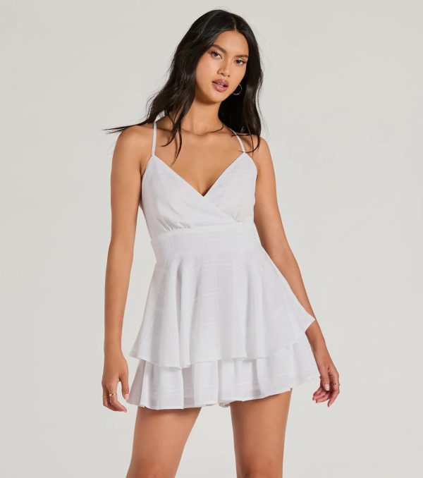 Meant To Be Surplice V-Neck Strappy Chiffon Romper - Image 6
