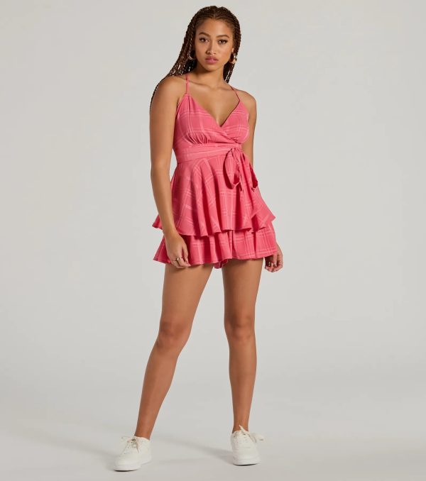 Meant To Be Surplice V-Neck Strappy Chiffon Romper - Image 4