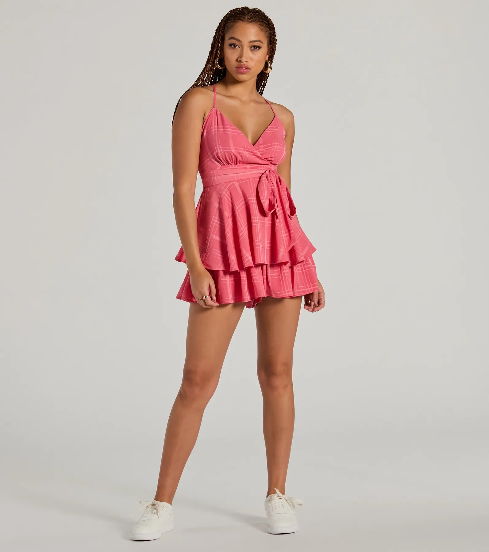 Meant To Be Surplice V-Neck Strappy Chiffon Romper - Image 4