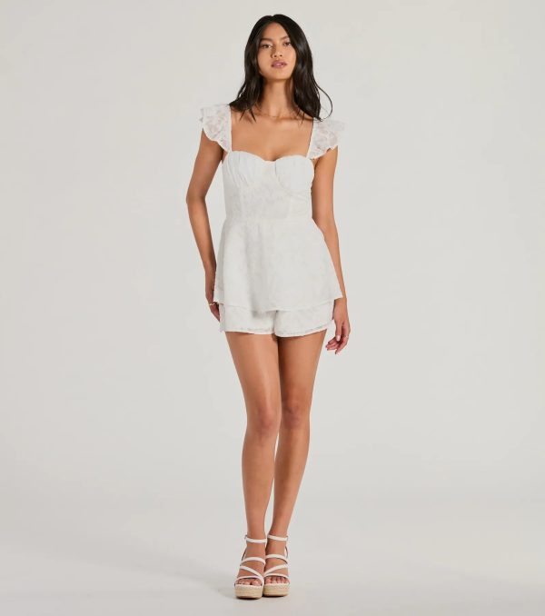 Dreamy Chic Flutter Sleeve Ruffled Chiffon Romper - Image 4