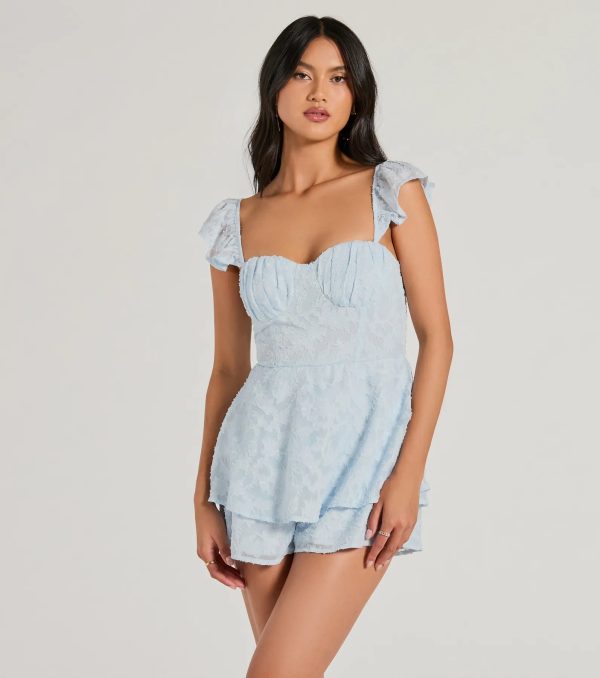 Dreamy Chic Flutter Sleeve Ruffled Chiffon Romper - Image 5