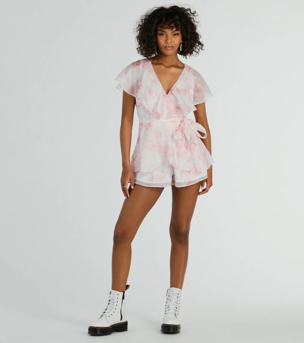 Dreamy Escape Ruffled Rose Floral Organza Romper - Image 2