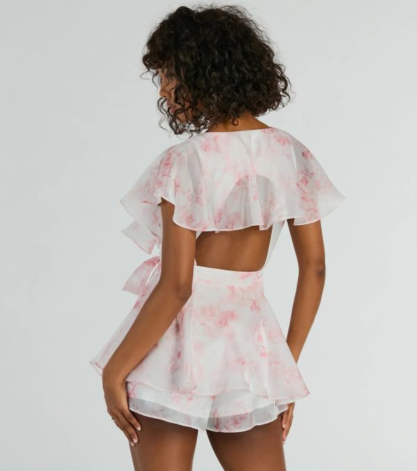 Dreamy Escape Ruffled Rose Floral Organza Romper - Image 3