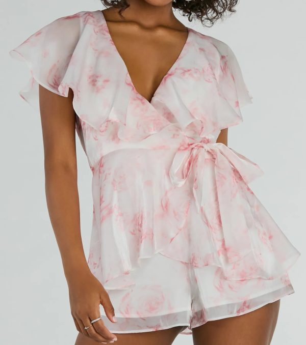 Dreamy Escape Ruffled Rose Floral Organza Romper - Image 4