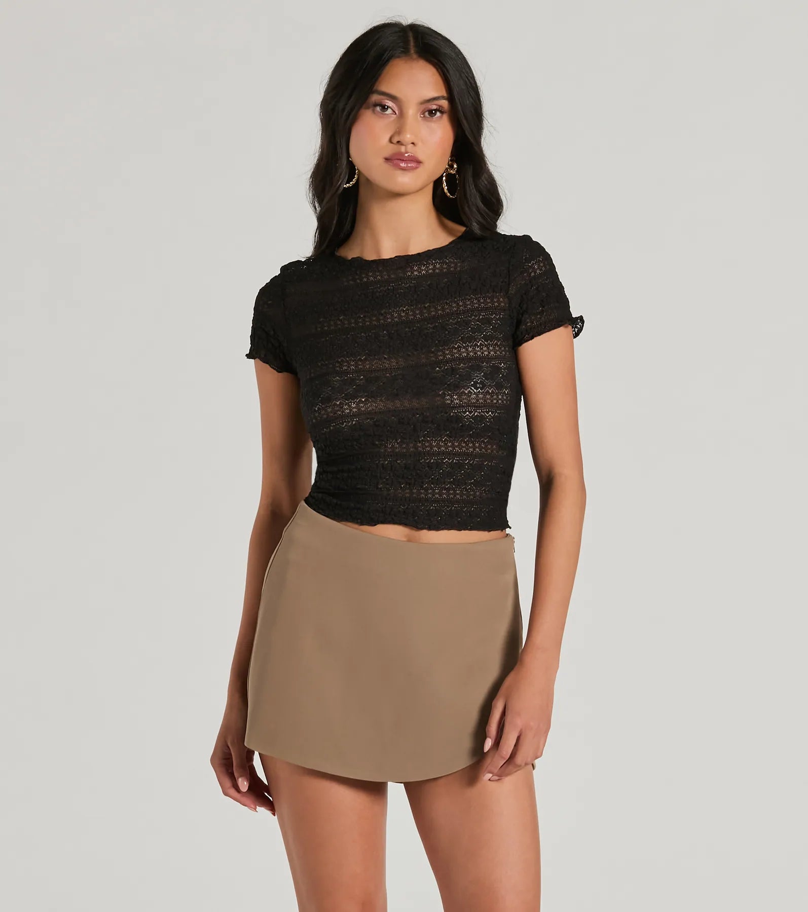 Perfect Delight High Rise Scallop Wrap Mini Skort - Image 4