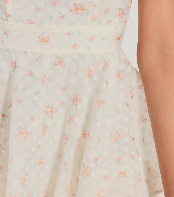 Romantic Spot Strapless Floral Chiffon Romper - Image 4