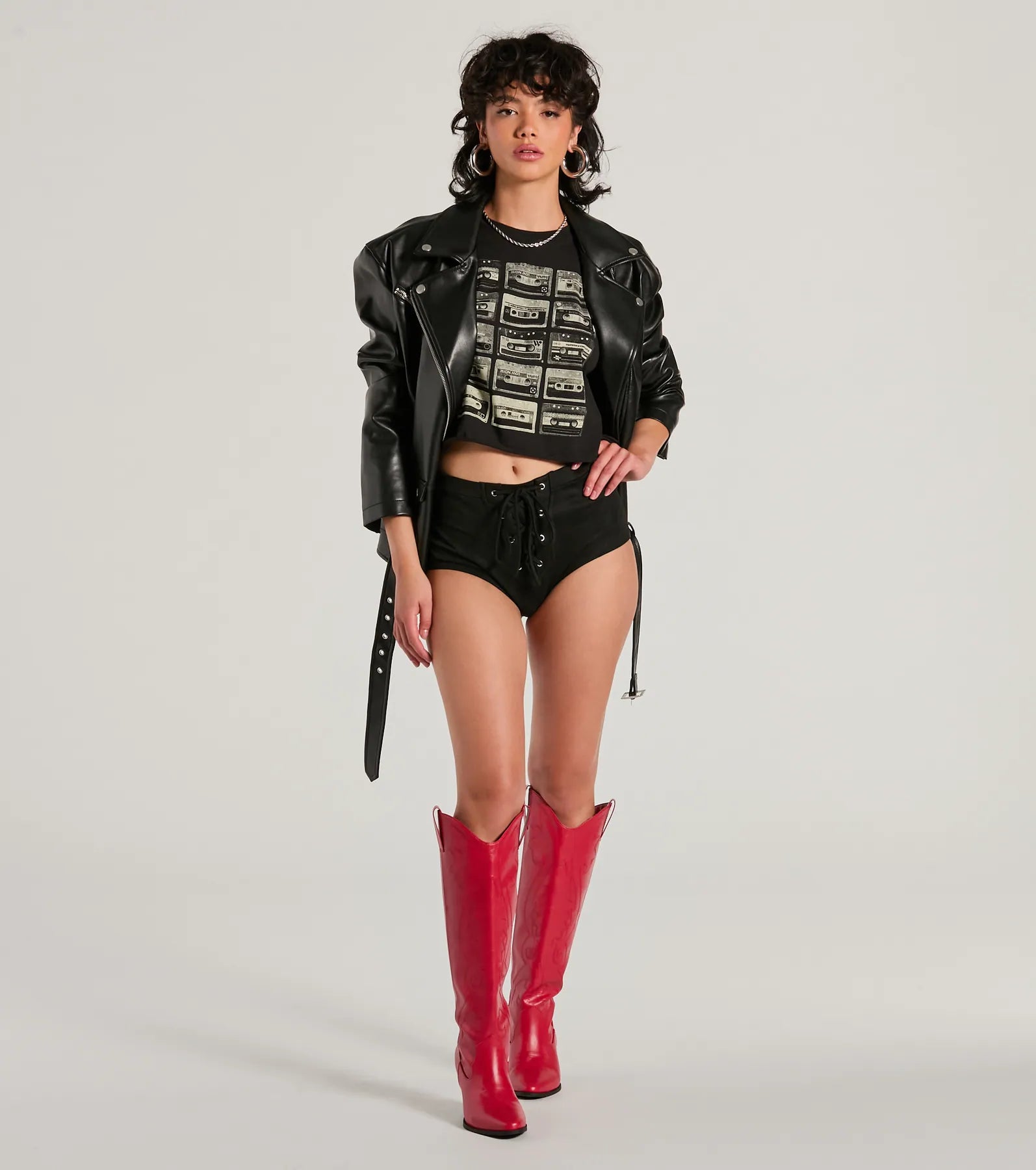 Hottie On The Fly Lace-Up Faux Suede Micro Shorts - Image 3