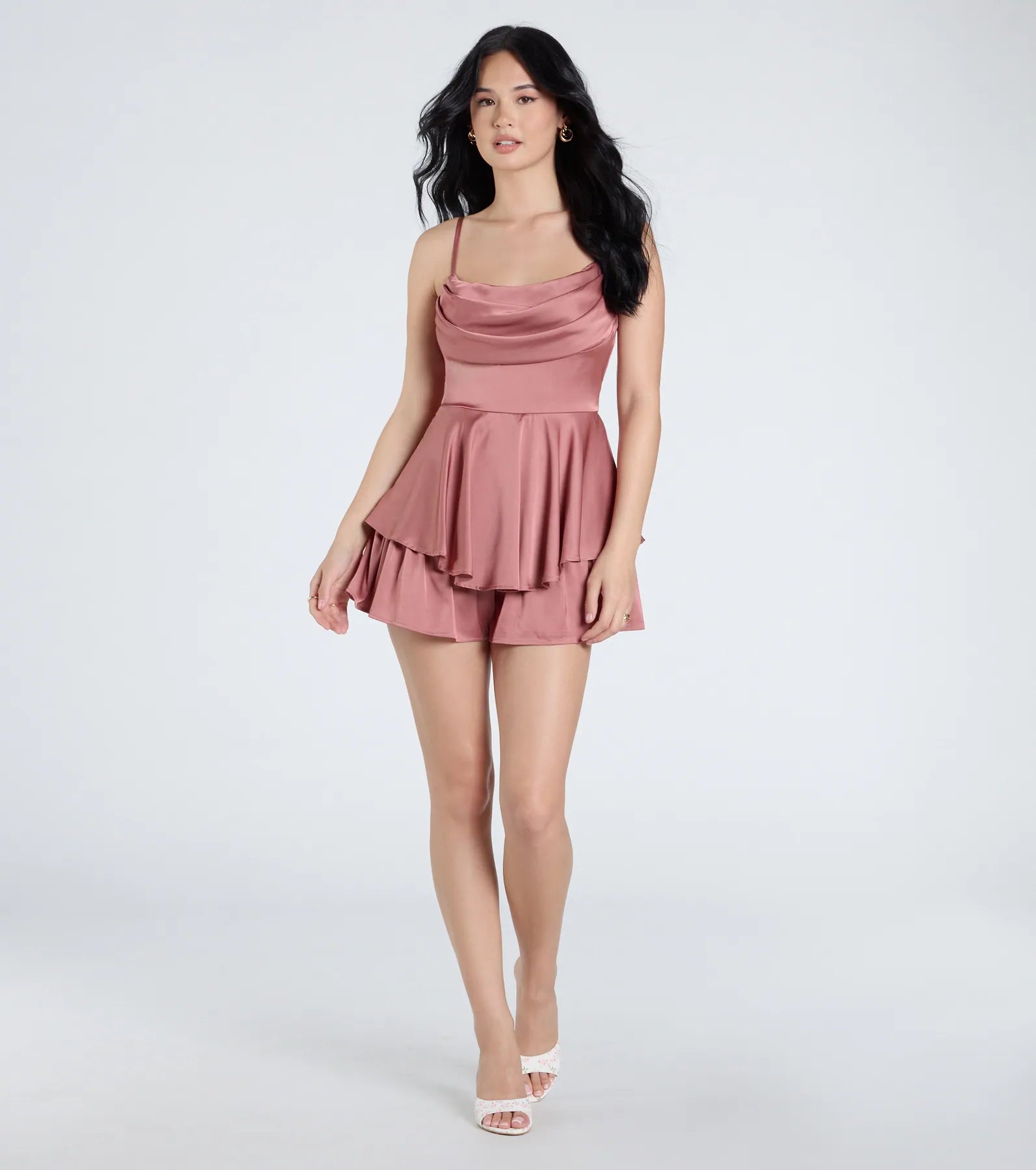 Adorable Allure Satin Skater Romper - Image 3