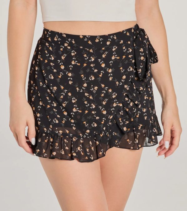 Flirty Perfection Ruffled Floral Chiffon Skort - Image 3