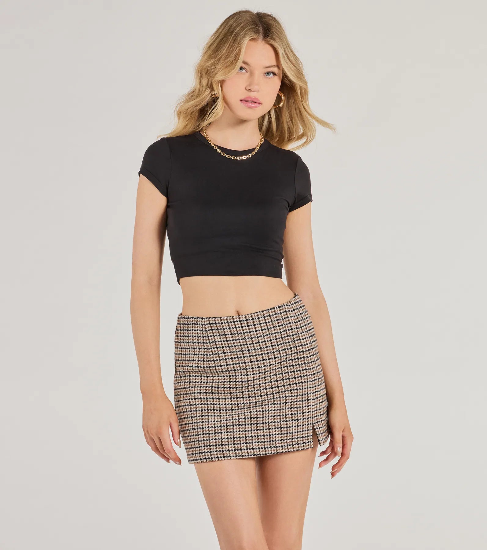 Plaid Perfection Faux Wool Mini Skort - Image 4