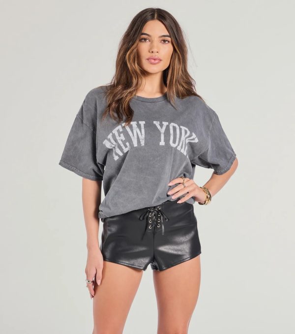 Time Out Referee Faux Leather Lace-Up Hot Shorts - Image 2