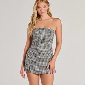 Plaid Moment Sleeveless Knit Romper