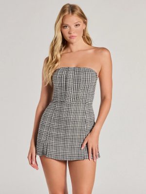 Plaid Moment Sleeveless Knit Romper