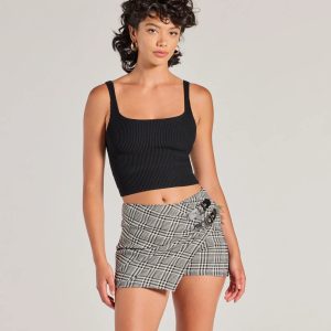 Cutest Agenda Buckle Plaid Mini Skort