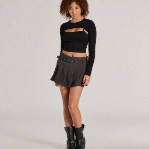 It-Girl Attitude Drop Waist Pleated Skort
